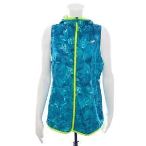 New Balance Sleeveless Hooded Full Zip Jacket Teal Blue Womens Large